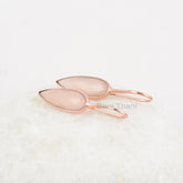 Pink Chalcedony 8x25mm Pear Shape Gemstone Earrings, 925 Sterling Silver Earrings, Rose Gold Plated Drop Hook Earring, Best for Women